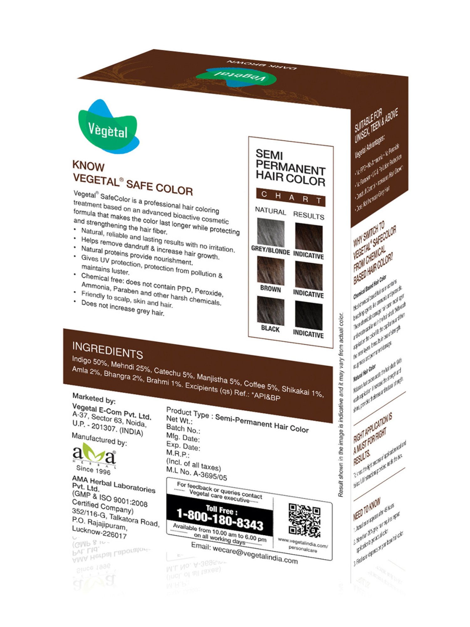 Vegetal Hair Bio Color Soft Black - 150 gm