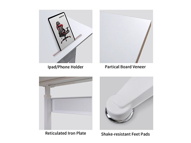 Gaming Desk Home Office Desk Adjustable Height 28.7" to 44.5" Standing Desk with Crank Handle Manual Lifting Table Sturdy Legs With Foot Pads,Black,GT78