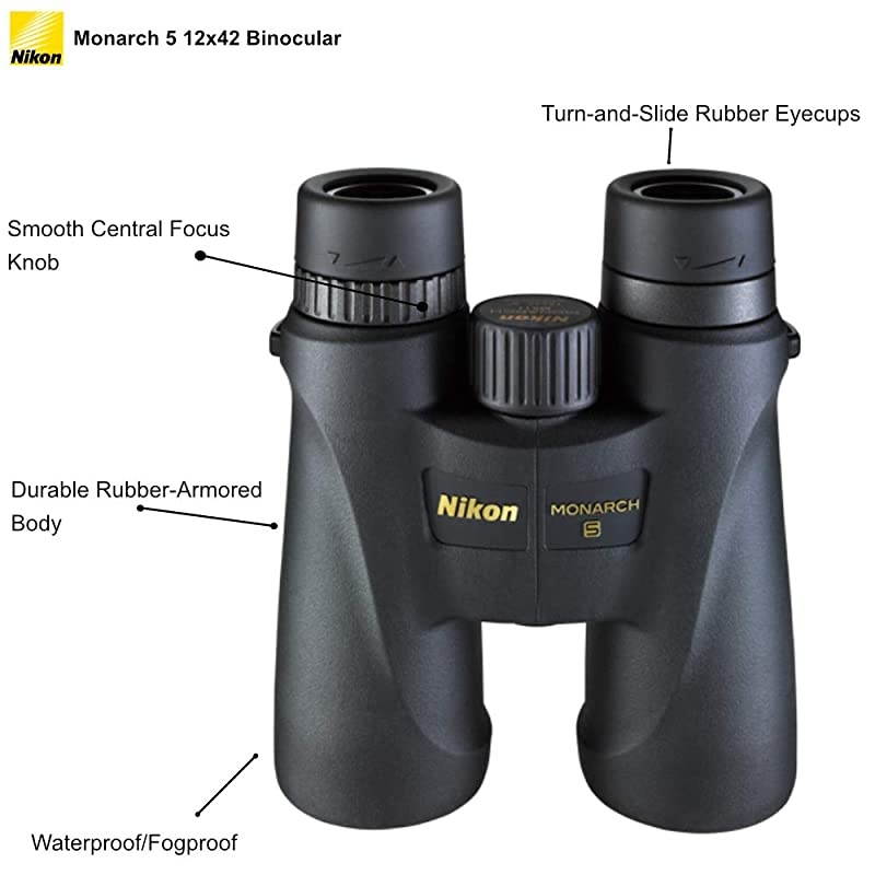 Monarch 5 8x42 Binoculars (7576), Black Bundle with a  Lens Pen and Lumintrail Cleaning Cloth