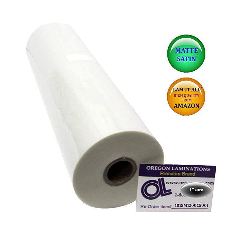 Hot Laminating Film 12-inch x 500-feet x 1-inch core (1 Roll) 1.5 Mil Matte-Satin