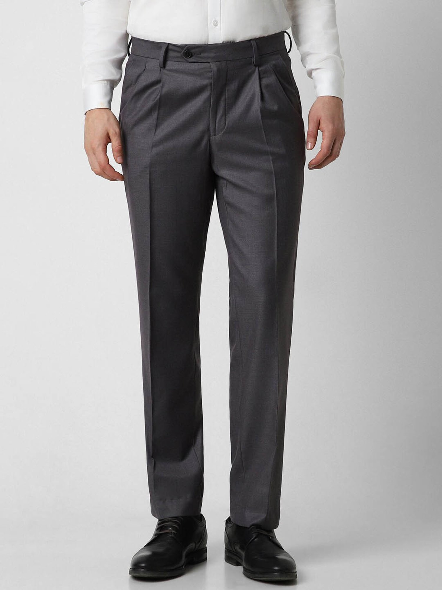 Van Heusen Shine Grey Regular Fit Trousers