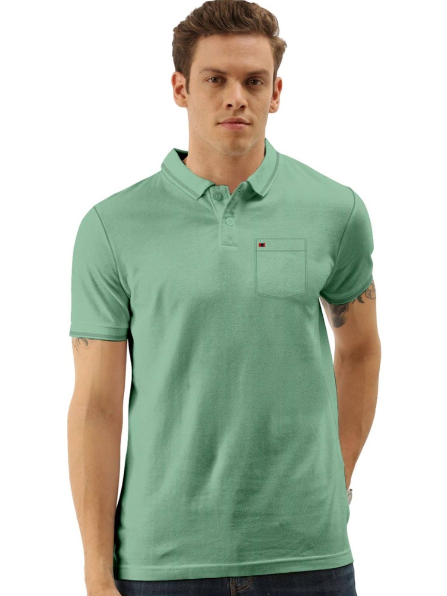 Tab91 Mint Green Regular Fit Polo T-Shirts