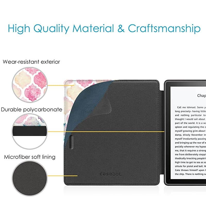 Leather Case for Kindle Oasis (10th and 9th Gen, 2019 and 2017 Release) - Slim Fit Protective Cover, Black