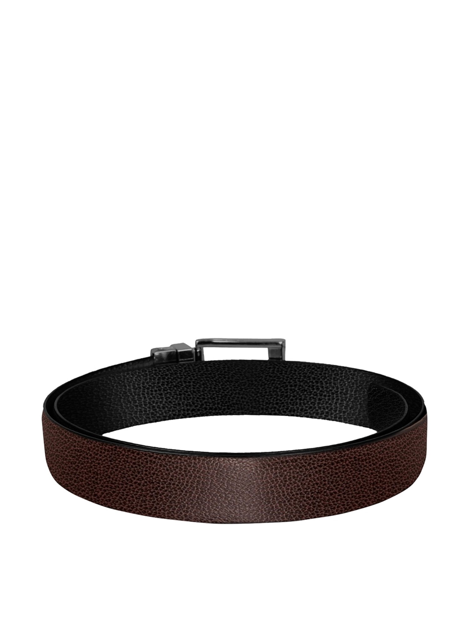 SCHARF Dark Brown Leather Reversible Belt With Wallet for Men