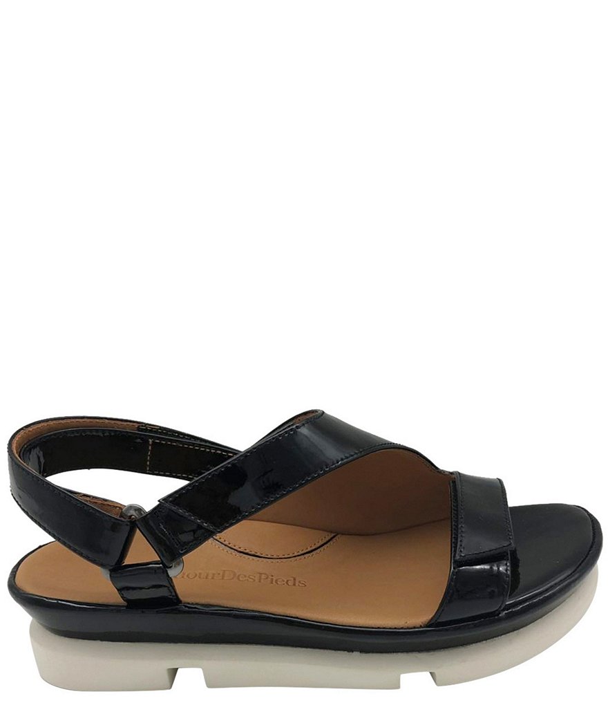 L'Amour Des Pieds Villarmosa Patent Leather Wedge Sandals