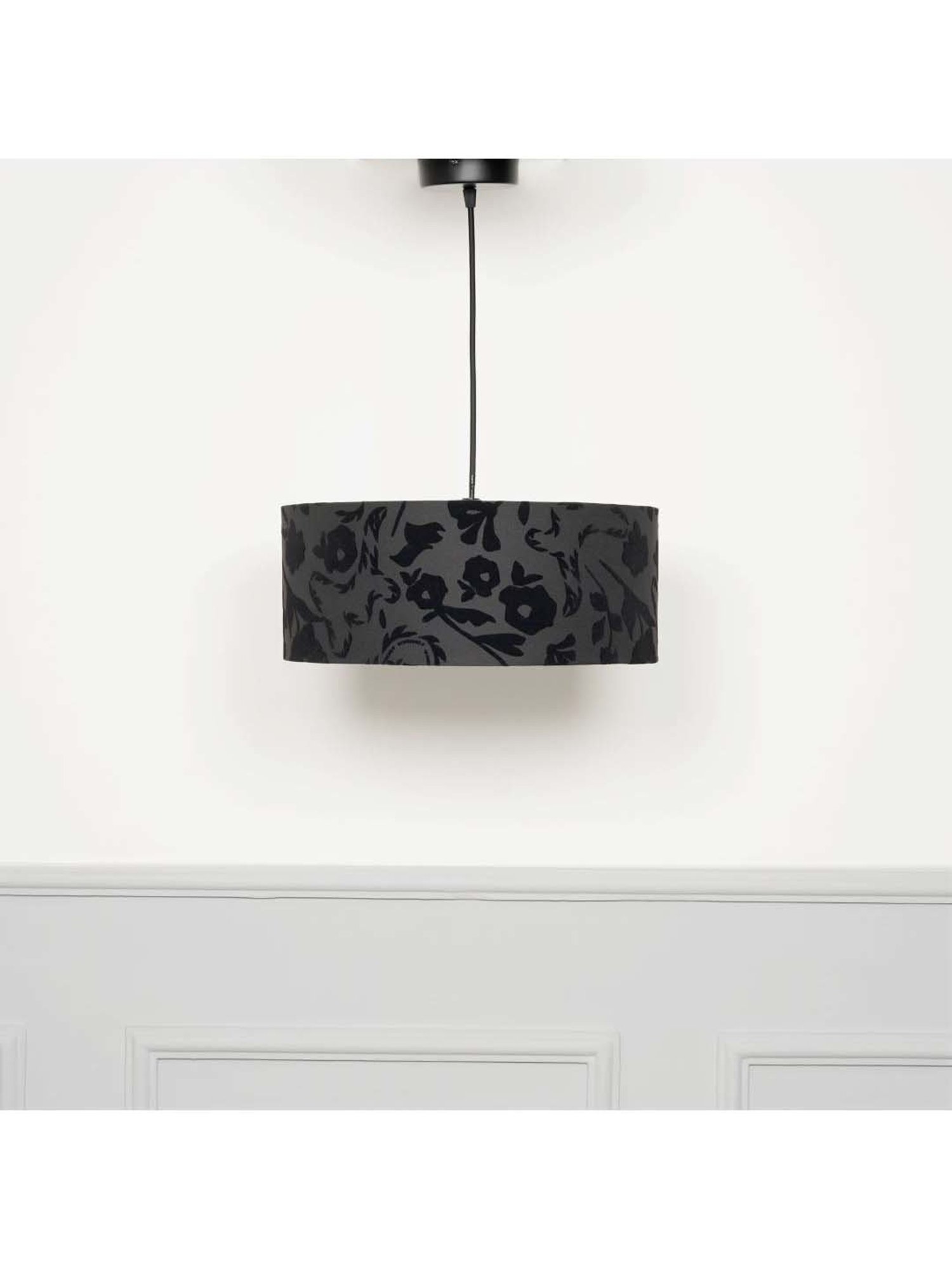 Kapoor E Illuminations Black Velvet Printed Shade Pendant Light