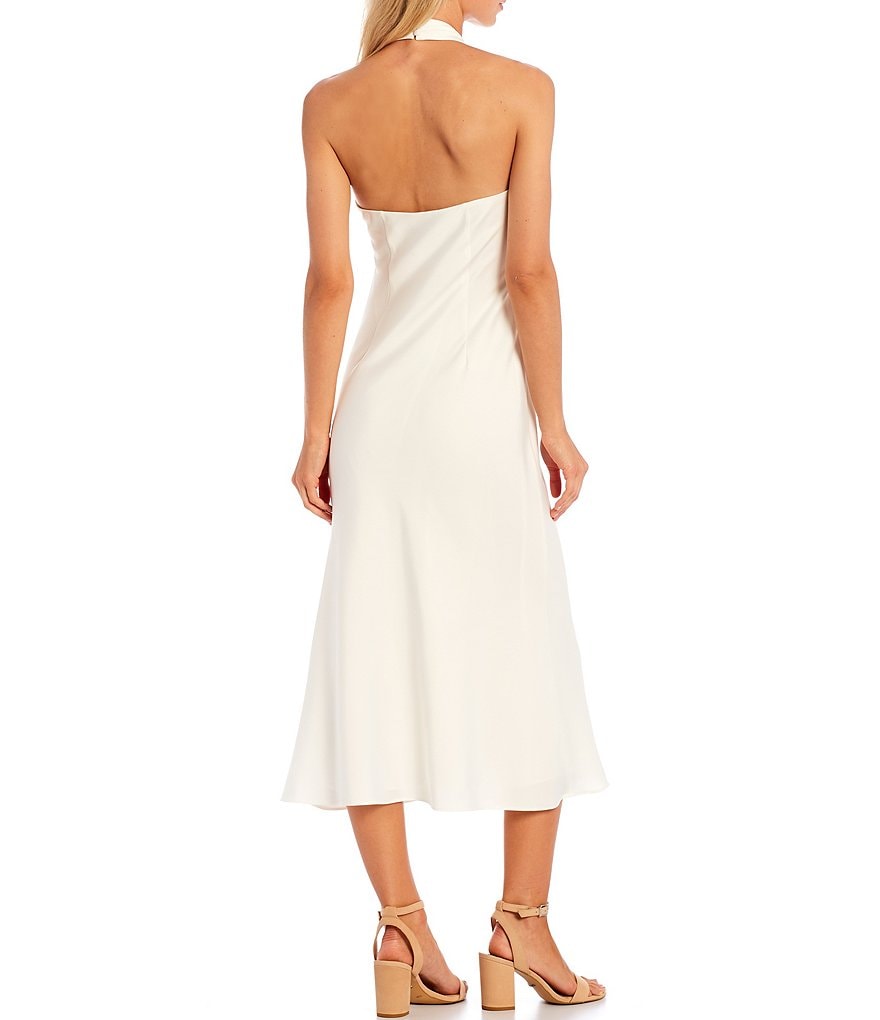 Aidan Aidan Mattox Cross Halter Neck Sleeveless Satin Midi Dress