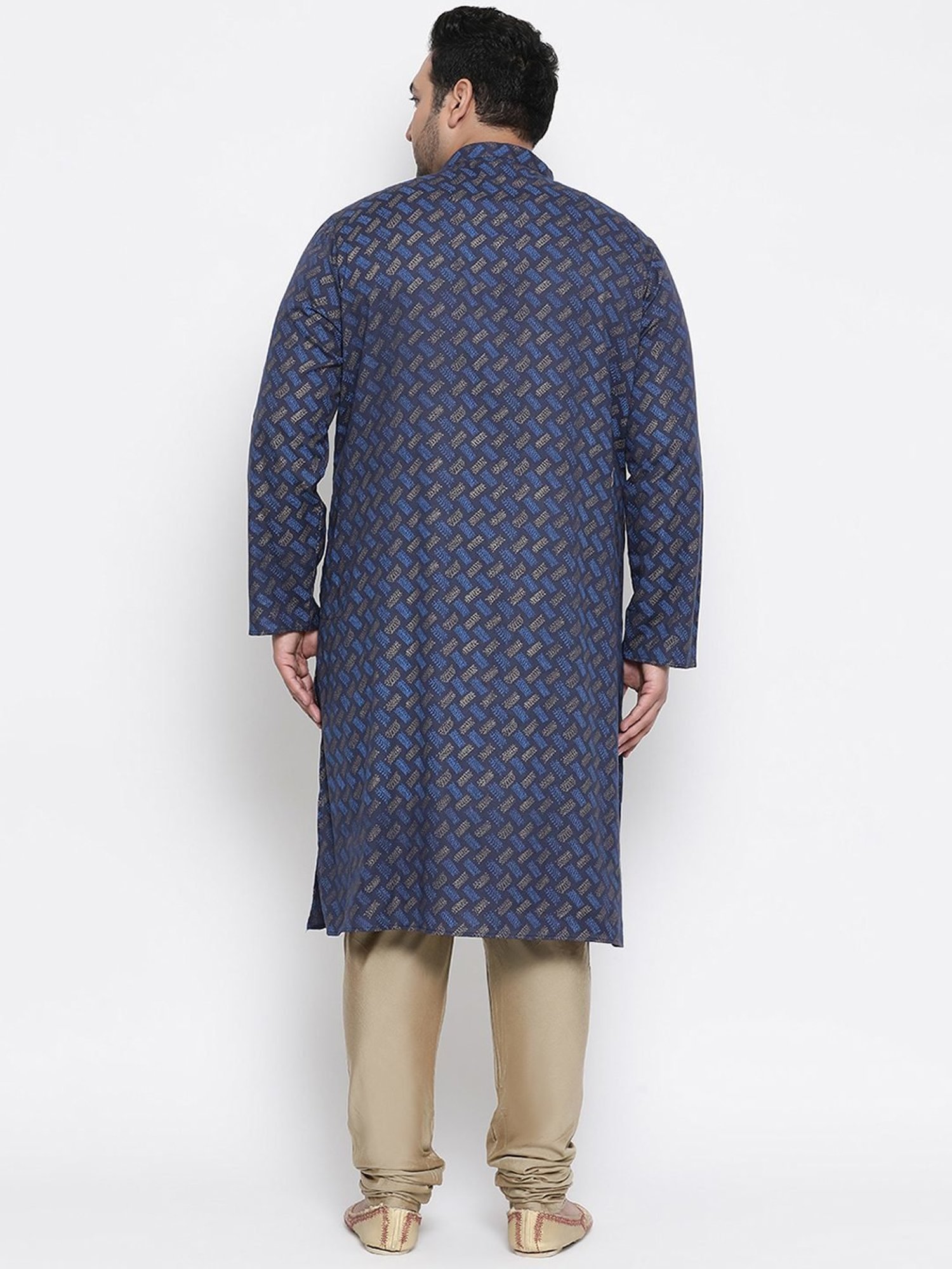 KISAH PLUS Navy Regular Fit Printed Kurta