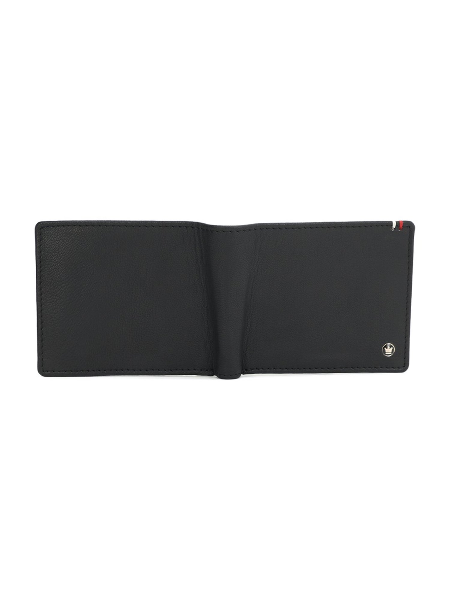 Louis Philippe Black Leather Bi-Fold Wallet for Men