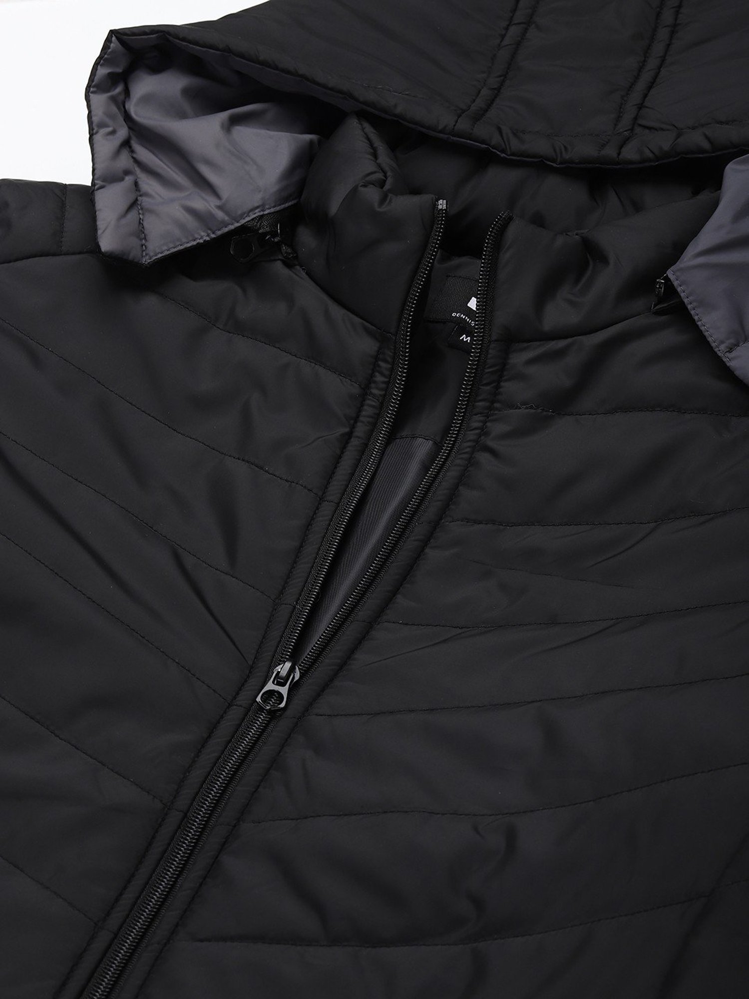 Dennis Lingo Black Regular Fit Quilted Hooded Jacket
