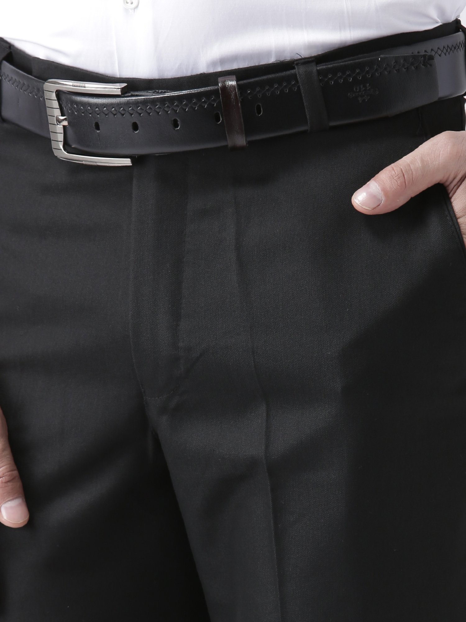 Hangup Plus Black Regular Fit Plus Size Flat Front Trousers