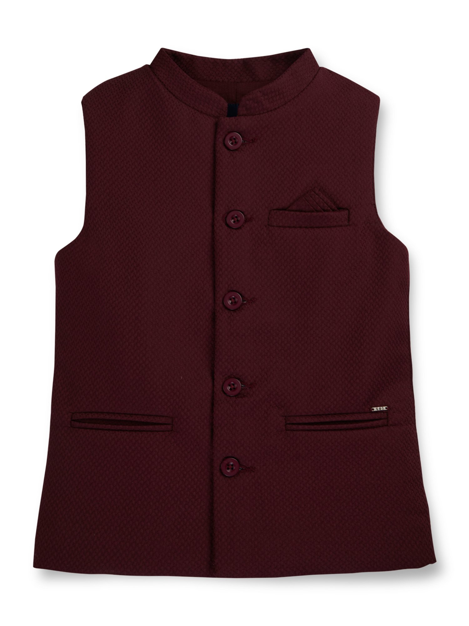 Gini & Jony Kids Maroon Solid Nehru Jacket