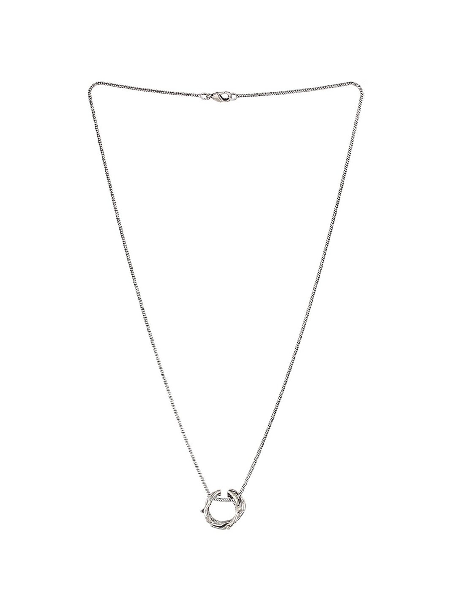 Bold by Priyaasi Thorned Ring Black Casual Pendant With Chain for Men