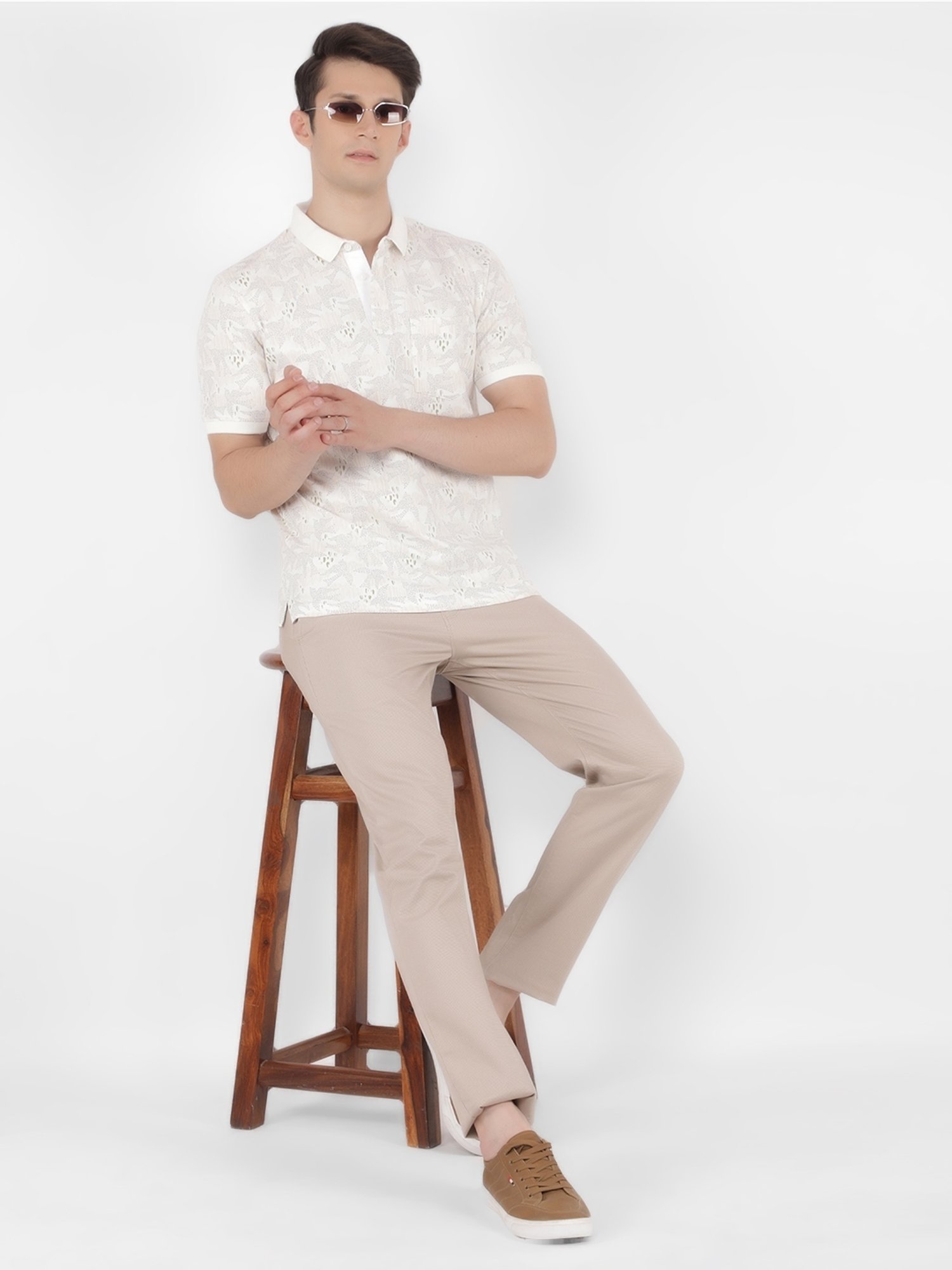 Crimsoune Club Multicolored Cotton Slim Fit Printed Polo T-Shirt