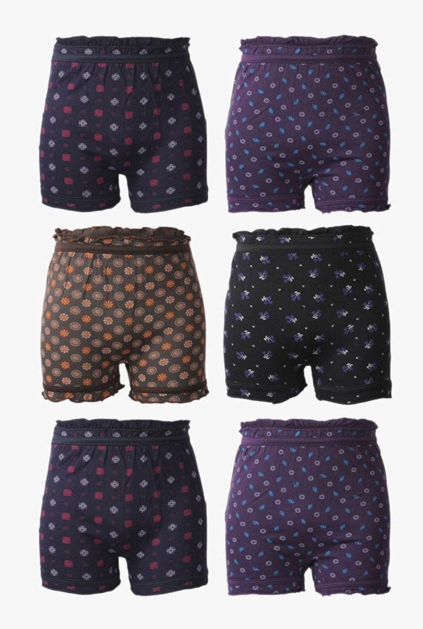 Bodycare Kids Navy, Purple, Brown & Black Bloomers (Pack of 6)