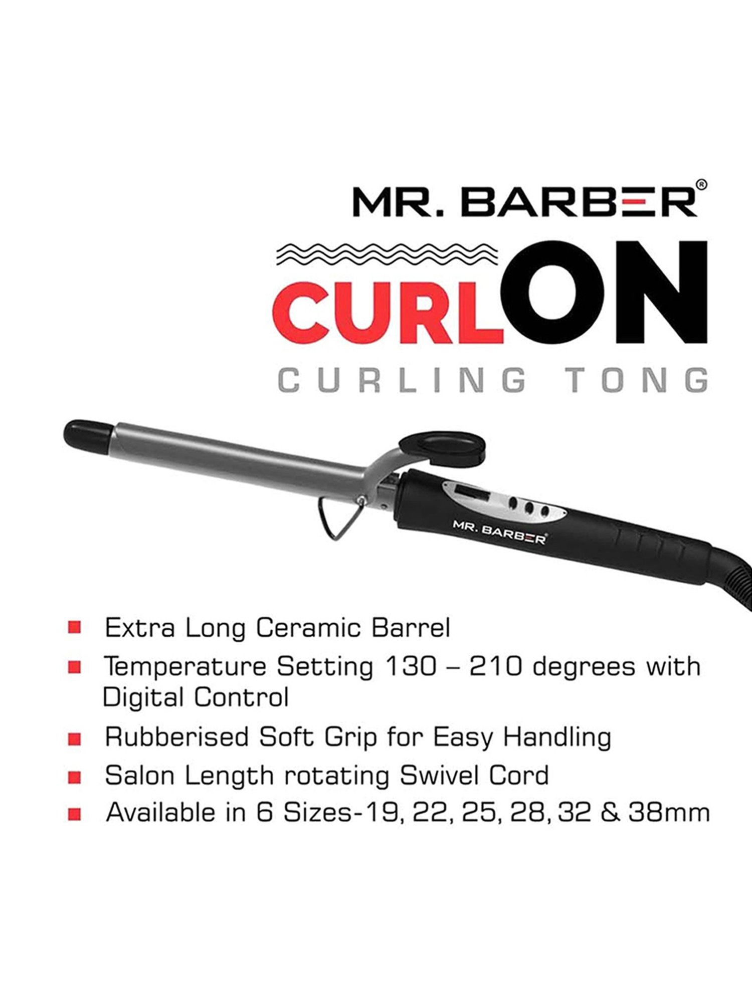 Mr. Barber Curl On CO-25 Curling Tong (Black)