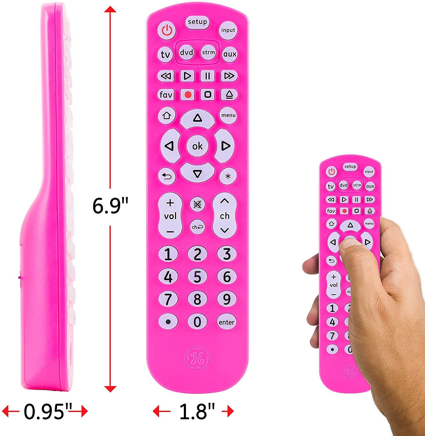 GE Backlit Universal Remote Control for Samsung, Vizio, LG, Sony, Sharp, Roku, Apple TV, RCA, Panasonic, Smart TV, Streaming Players, Blu-Ray, DVD, 4-Device, Purple, 45765 Purple, Backlit