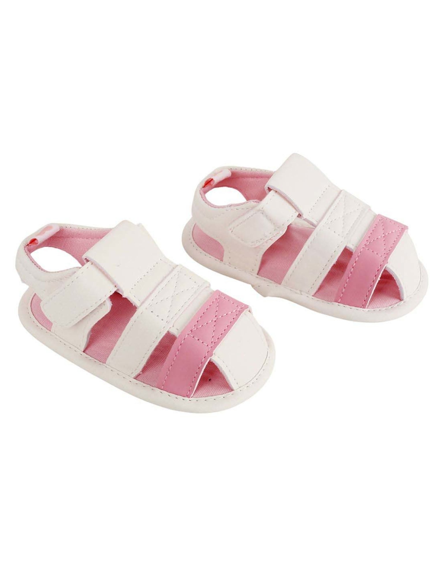 Baby Moo Kids White & Pink Casual Sandals