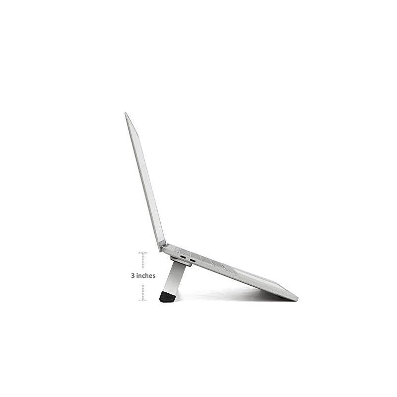 and Laptop Riser Folding Aluminum Computer Stand Universally Compatible with 1016 Models Including MacBook iPad HP Lenovo and Dell SelfAdhesive with NonSkid Silicone Feet Silver