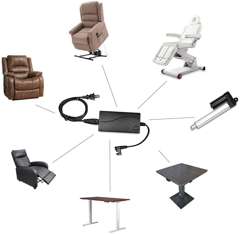 Power Recliner Power Supply, AC/DC Switching Power Supply Transformer with AC Power Wall Cord 29V/24V 2A Adapter Compatible for Lift Chair or Power Recliner
