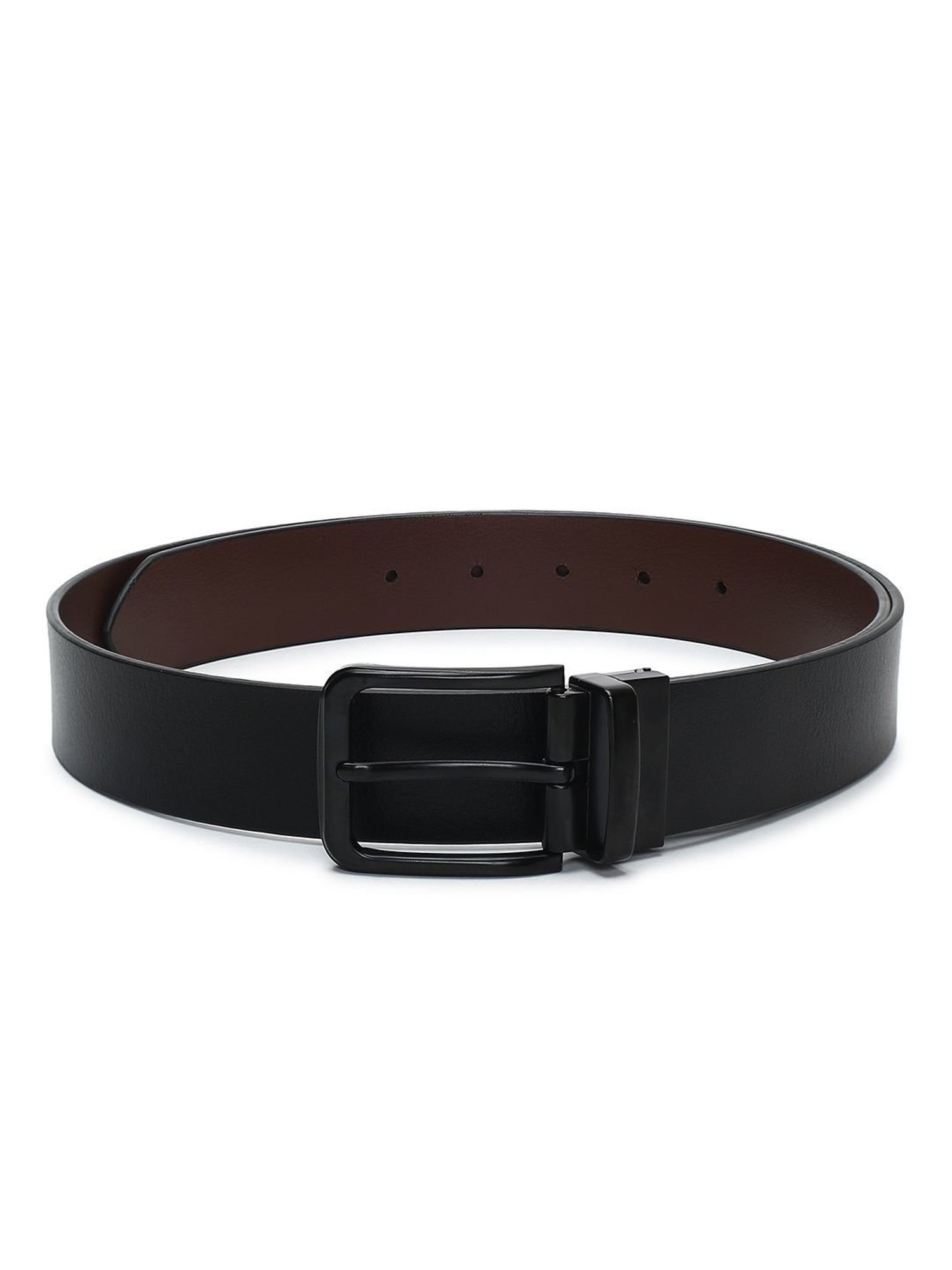 Crusset Black Leather Formal Belt for Men