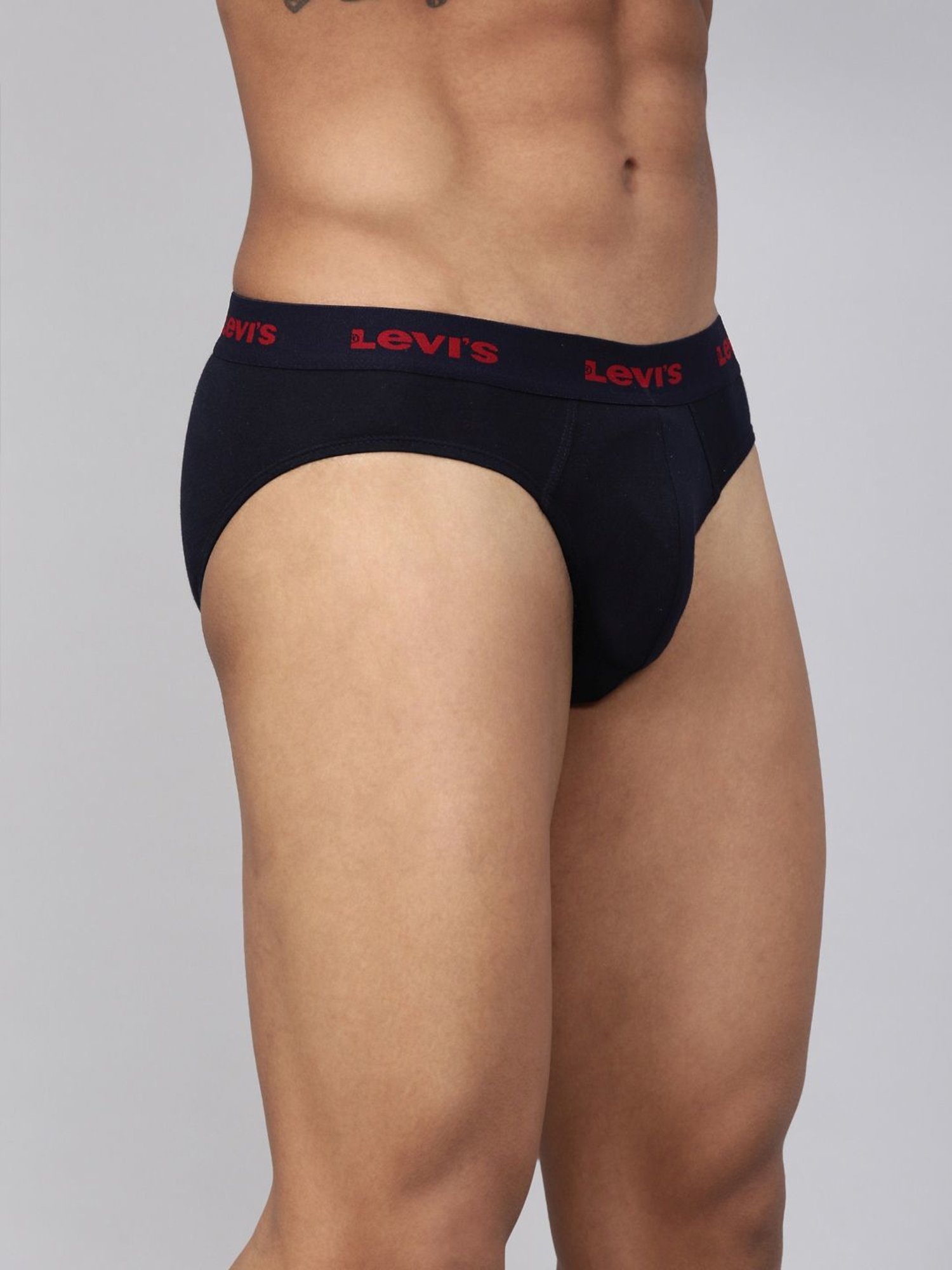 Levi's Black & Grey Cotton Regular Fit Briefs - Pack Of 2