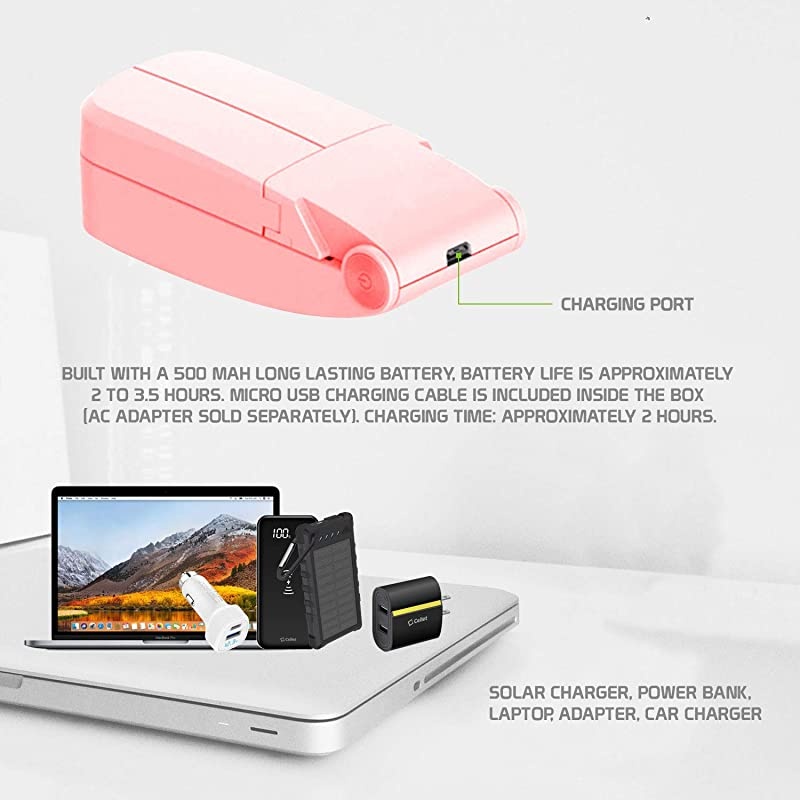 Portable Mini Air Cooling Fan 500mAh USB Charged. Durable Light Weight Double Fan Heads Ideal for at Home, Office, Travel, Hiking, Running, Sports, and Other Outdoor Summer Activities