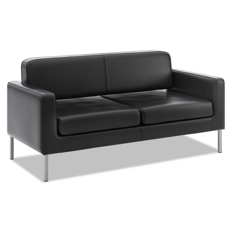 Basyx VL888 Series Reception Seating Sofa 67 x 28 x 30 1/2 Black SofThreadTM Leather VL888SB11