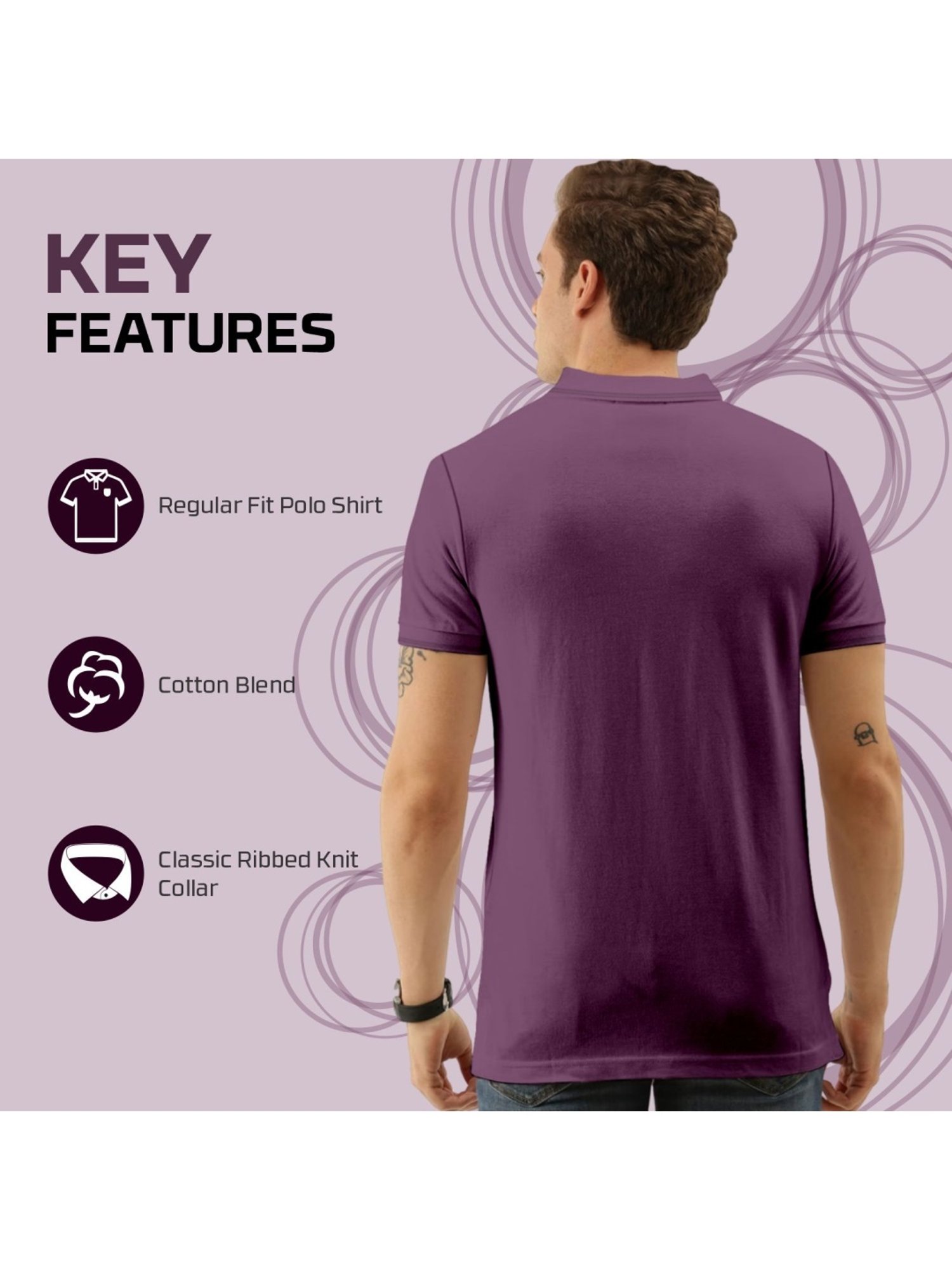 Tab91 Purple Regular Fit Polo T-Shirts