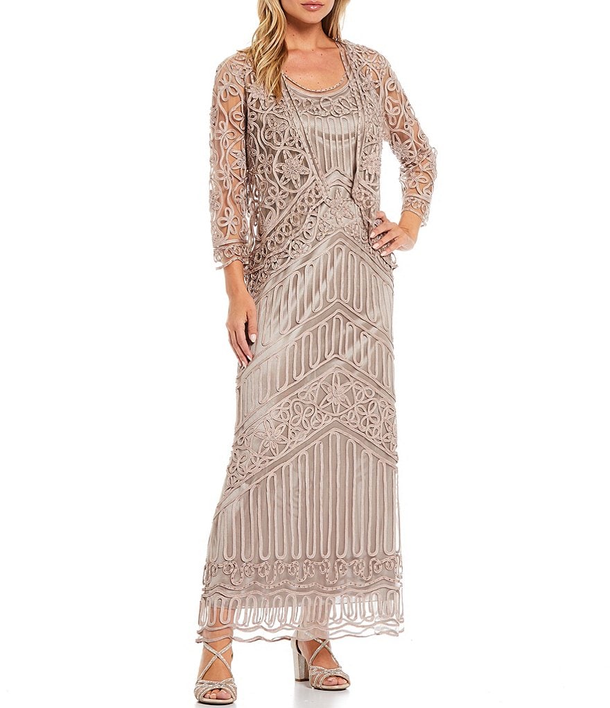 Soulmates Beaded Two-Piece Scoop Neck Embroidered Jacket Dress