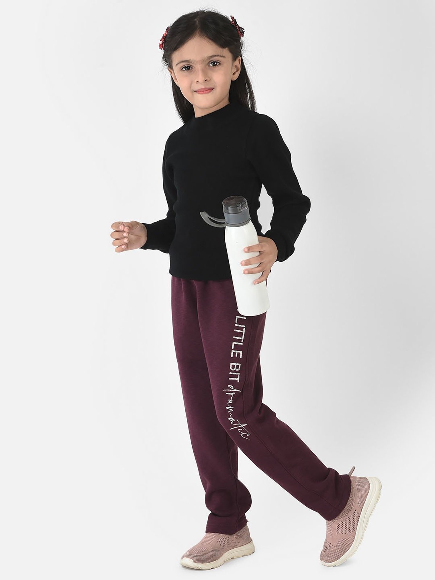 METTLE Girls Navy Solid Joggers