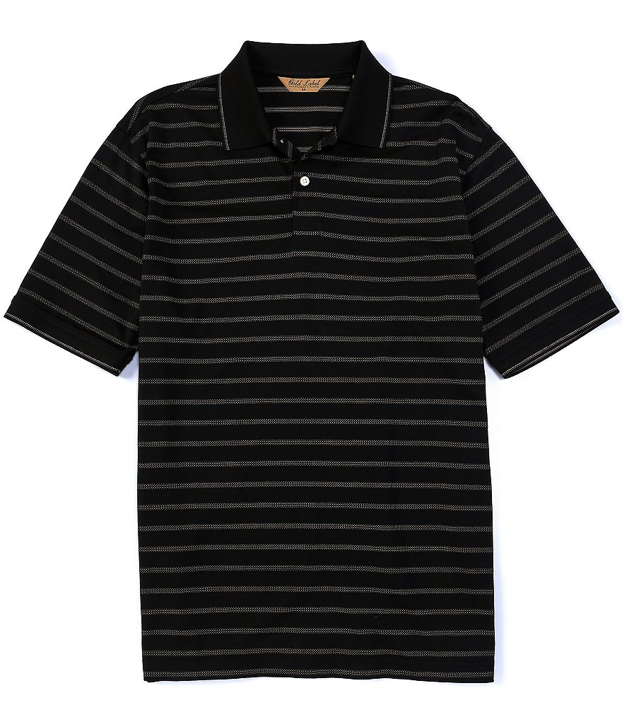 Roundtree & Yorke Gold Label Short Sleeve Jacquard Stripe Polo