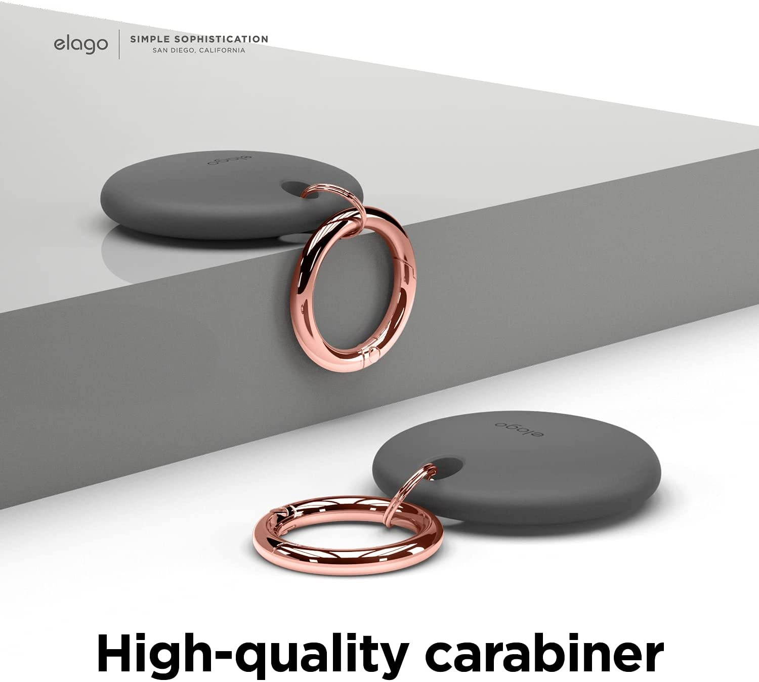 elago Basic Case Compatible with AirTag Keychain - Full Protection, Keychain Included, Slim and Simple Design, Premium Food Grade Silicone, Scratch-Free, Safe for Kids and Pets [Dark Gray]