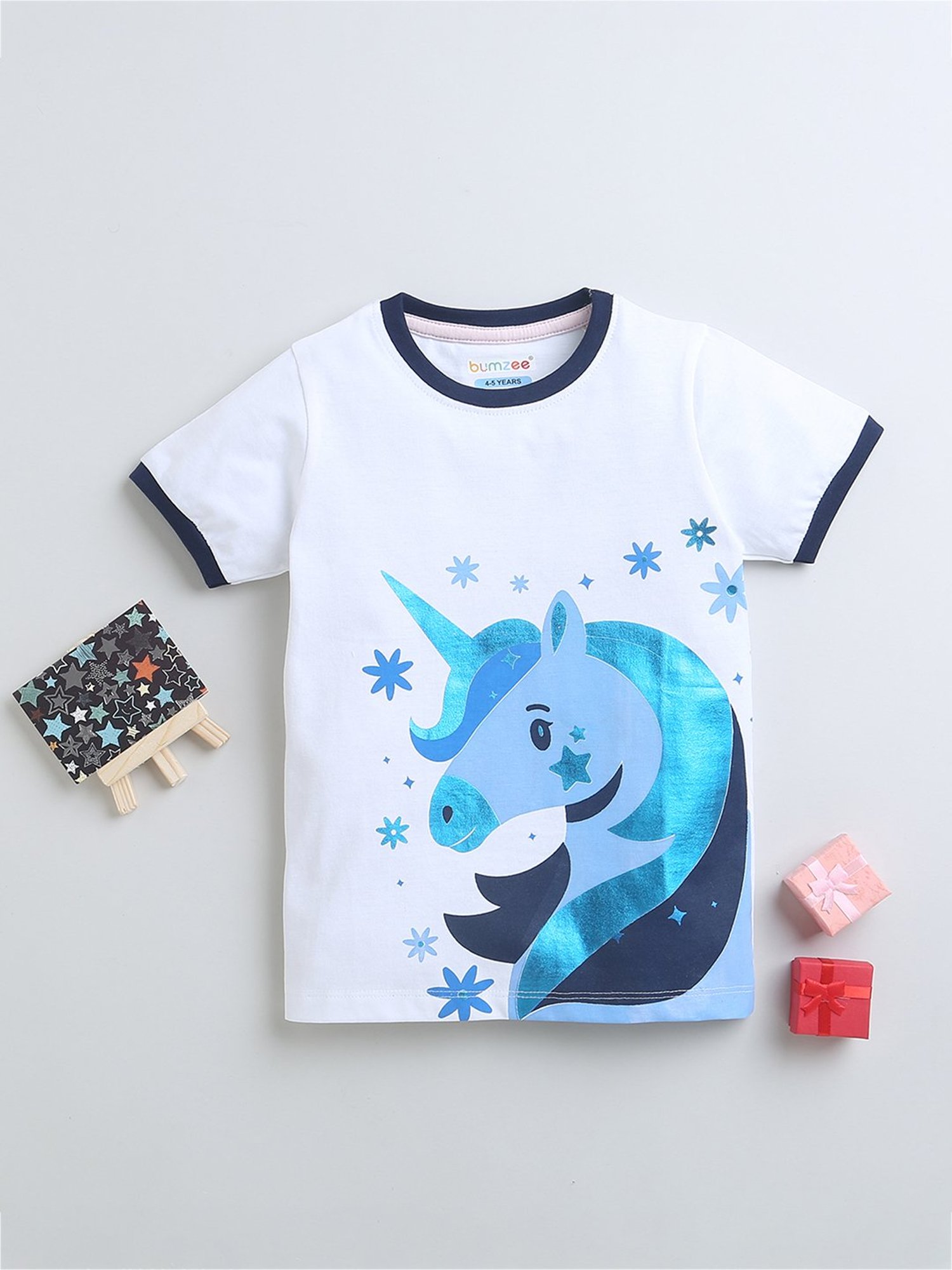 Bumzee Kids White Printed T-Shirt