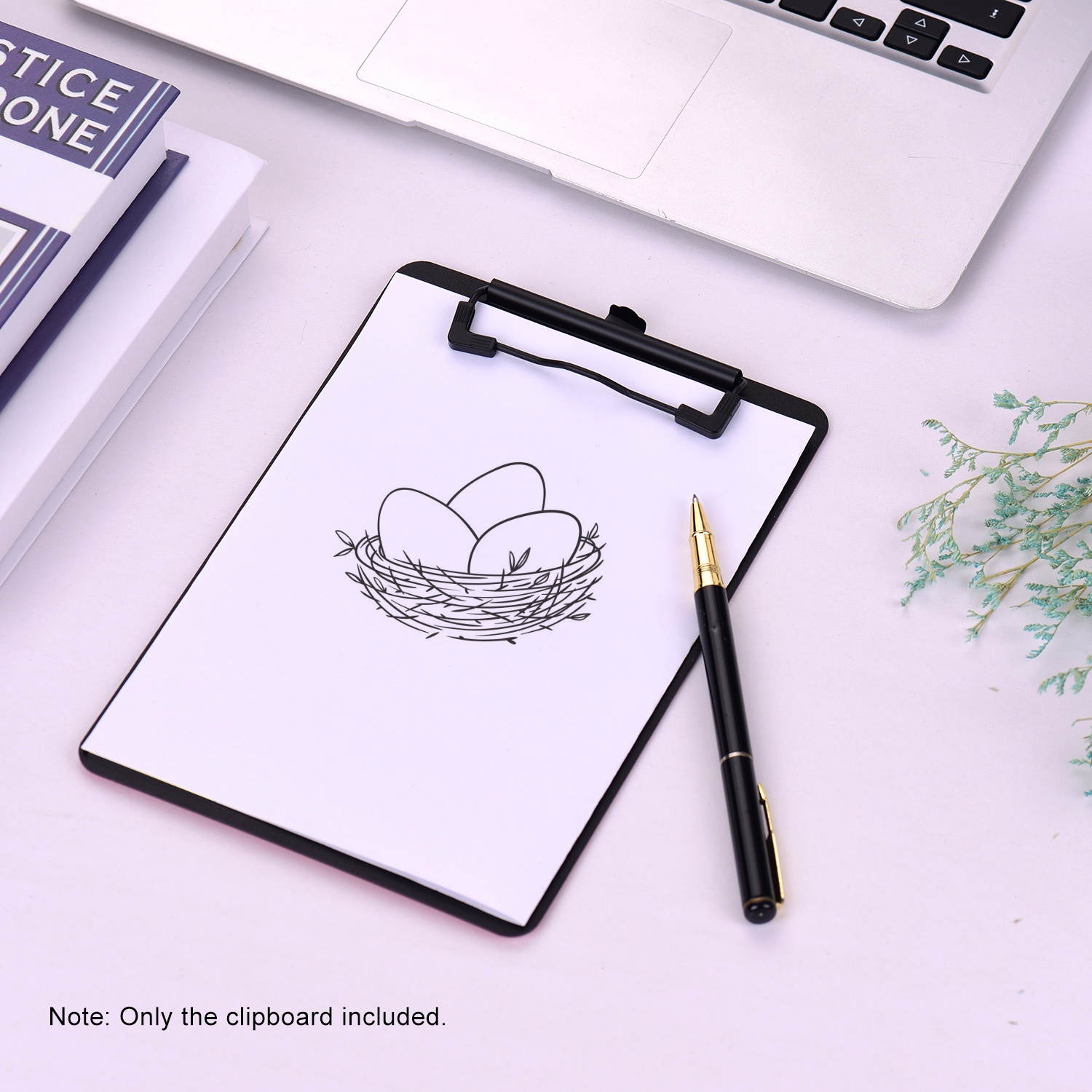 A5 Size Plastic Clipboard Writing Pad Board Low Profile Clip Document Holder with Hanging Hole for Students School Office