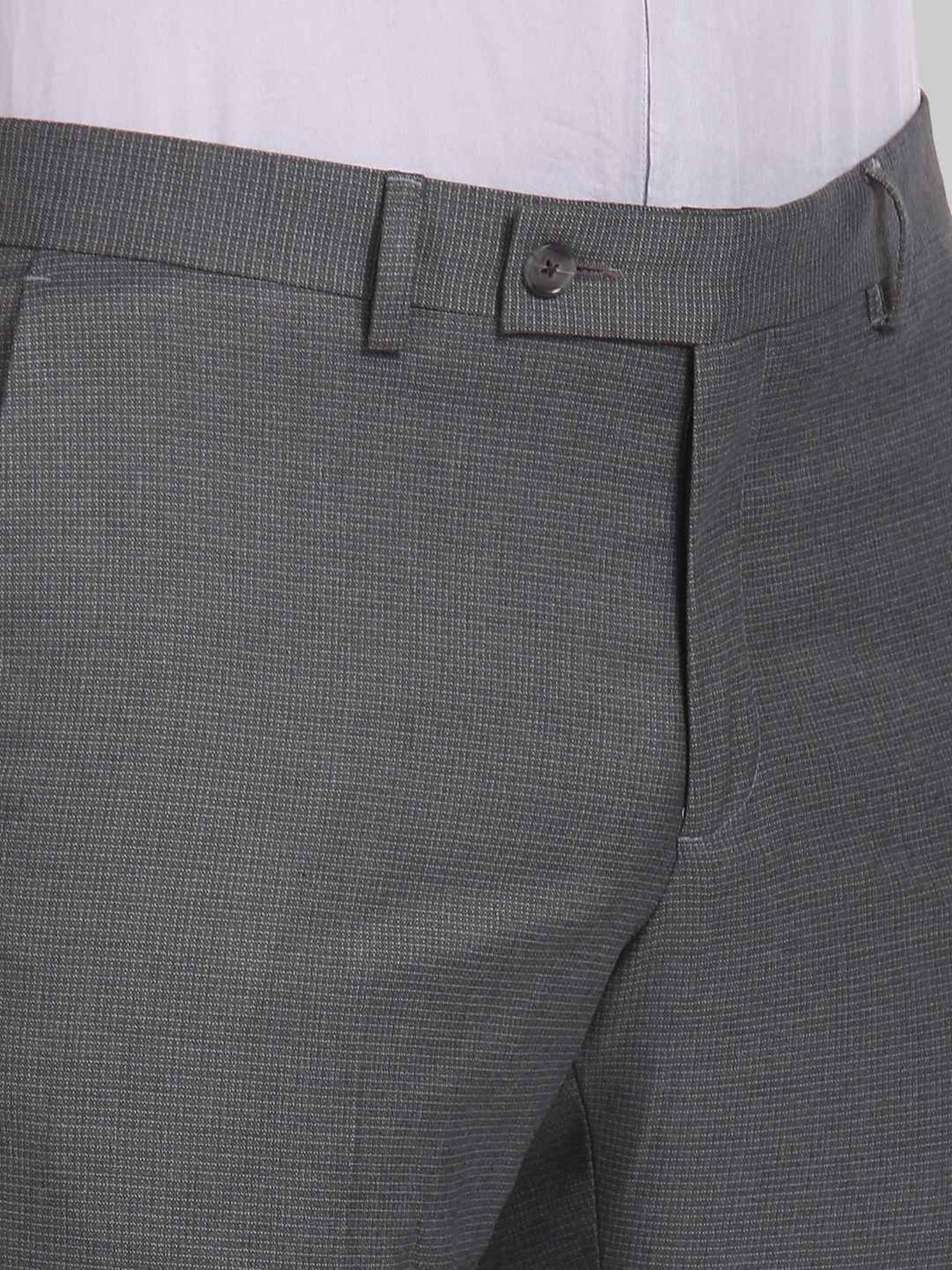 Arrow Grey Regular Fit Texture Trousers
