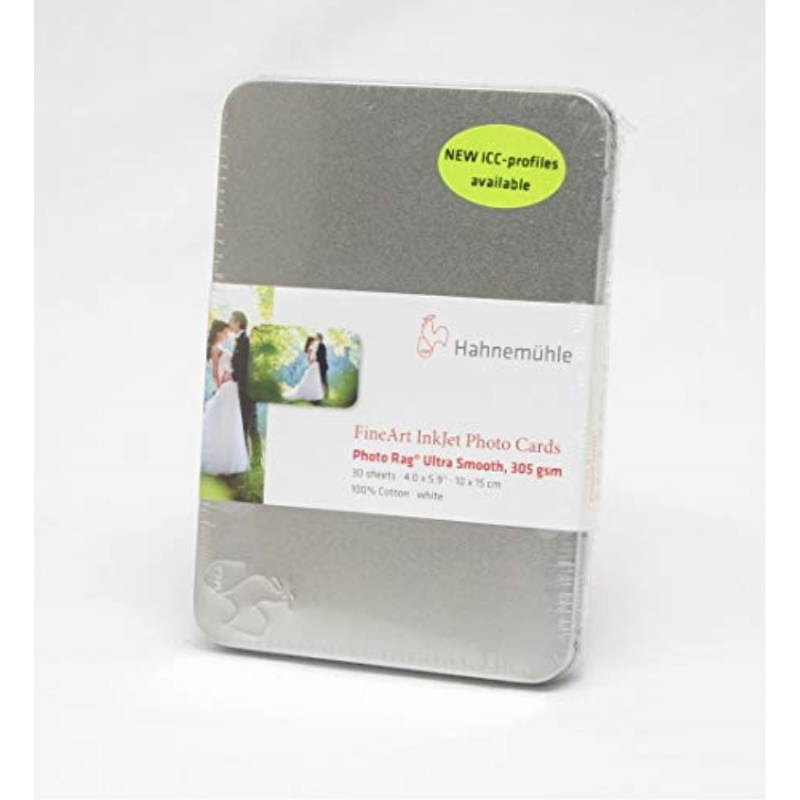 Hahnemuhle Photo Rag Ultra Smooth FineArt Inkjet Photo Card, 4x6", 30 Sheets