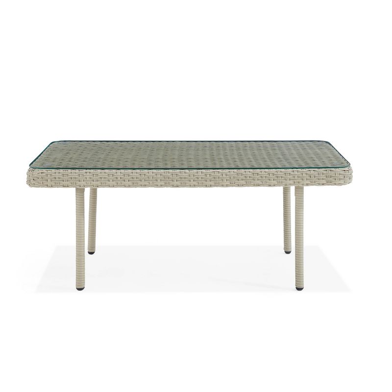 All-Weather Wicker Windham Outdoor Coffeee Table with Glass Top Gray - Alaterre Furniture