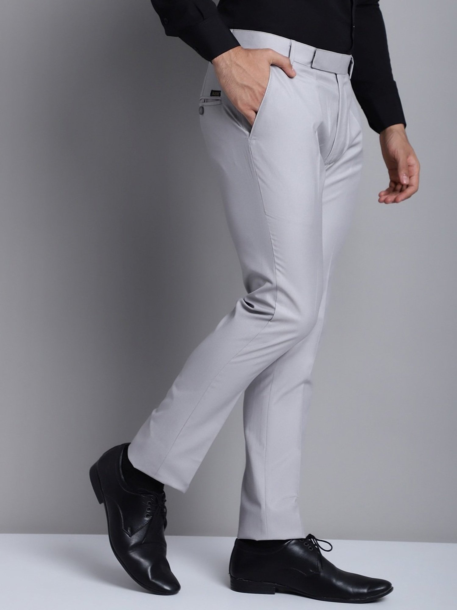 Jainish Light Grey Tapered Fit Trousers