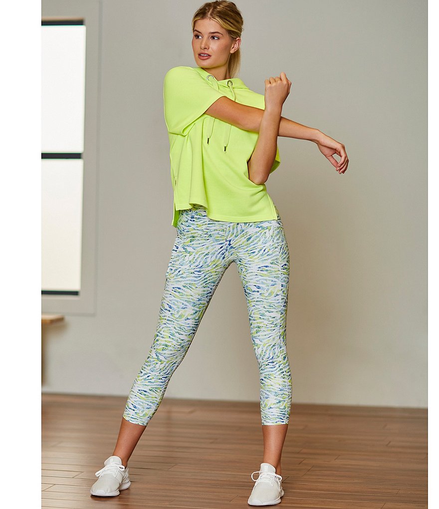 Eva Varro Animal Print Knit Jersey 3/4 Slit Sleeve Tunic