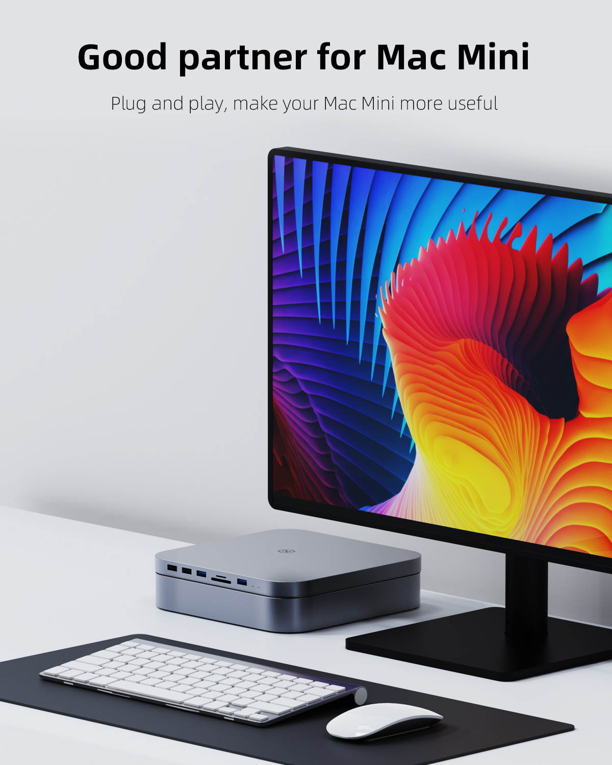 USB-C Hub with Hard Drive Adapter, Hagibis Type-C Docking Station & Stand for Mac Mini M1 with SATA, USB 3.0, SD/Micro SD Card Reader and USB 2.0 Ports Compatible with 2020 & 2018 Mac Mini MacBook