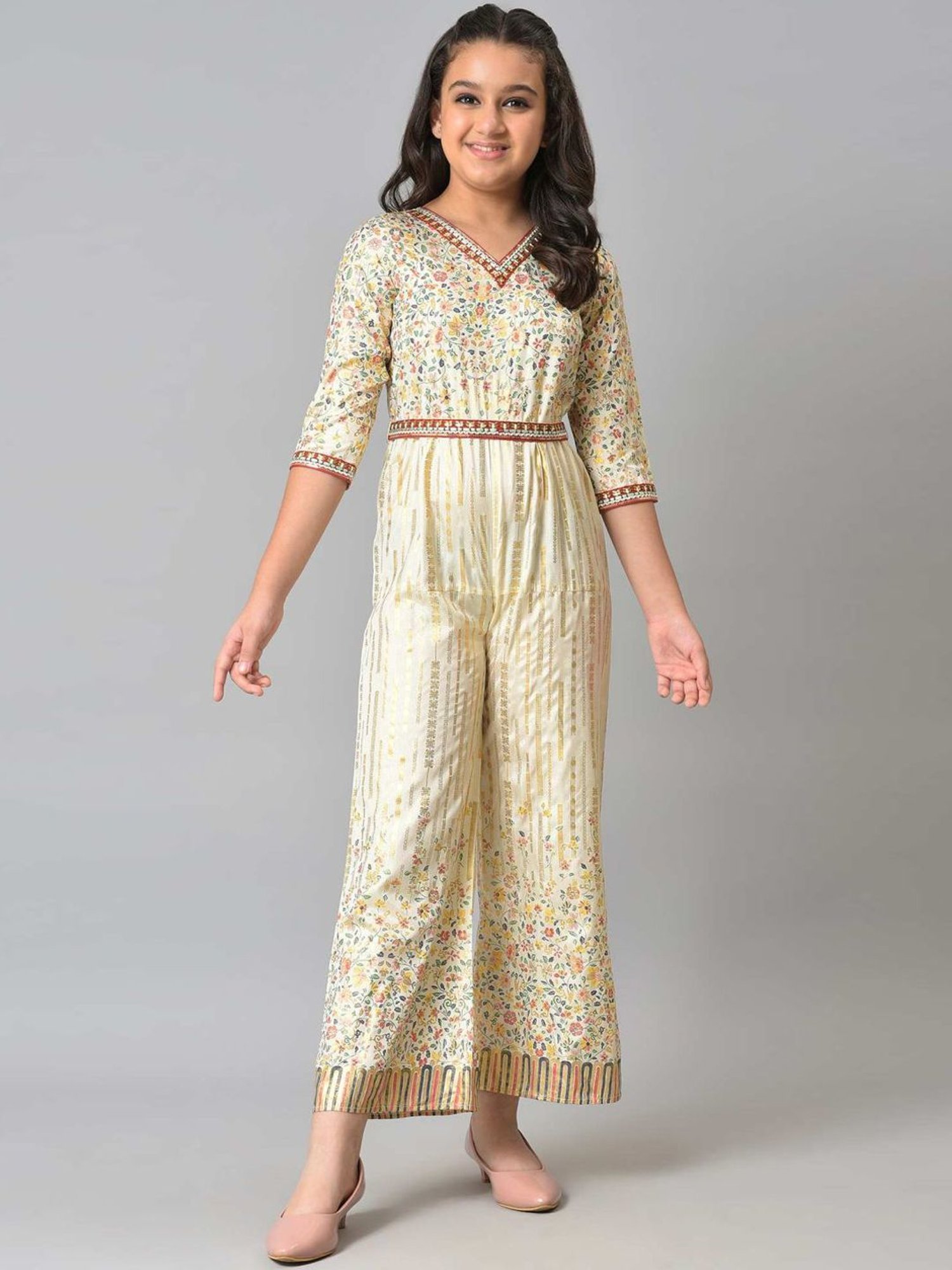 Aurelia Kids Multicolor Floral Print Jumpsuit