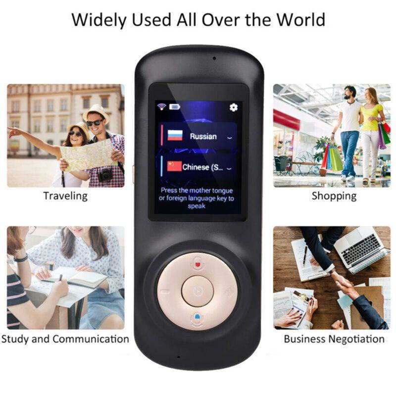 Language Translator Device, 70 Languages Two Way Language Instant Voice Translator, Portable Offline Translator Device, Voice & Text & Photo WiFi Hotspot Connection with 2.4 Inch Screen Translation
