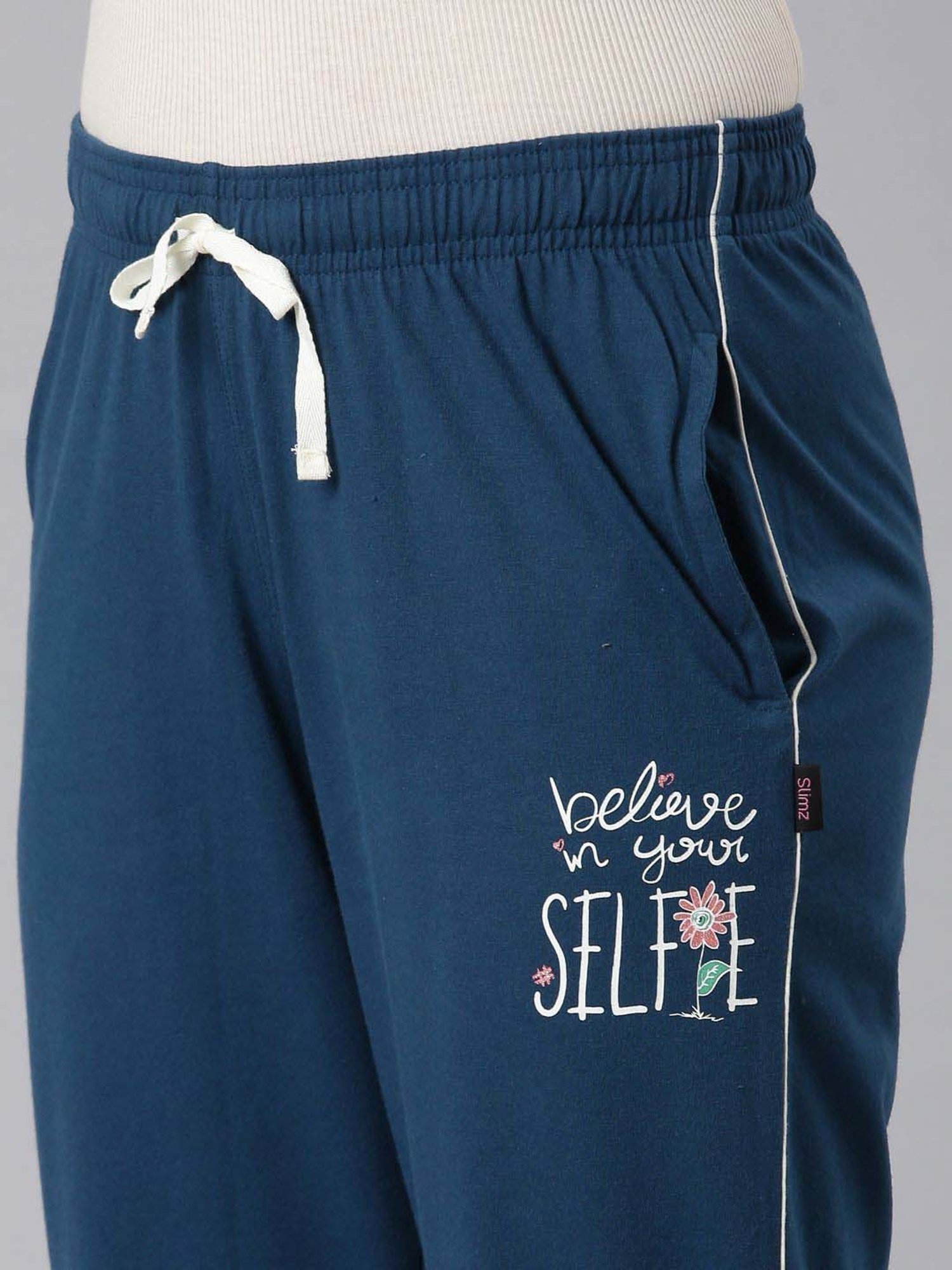 Dixcy Slimz Blue Printed Track Pants