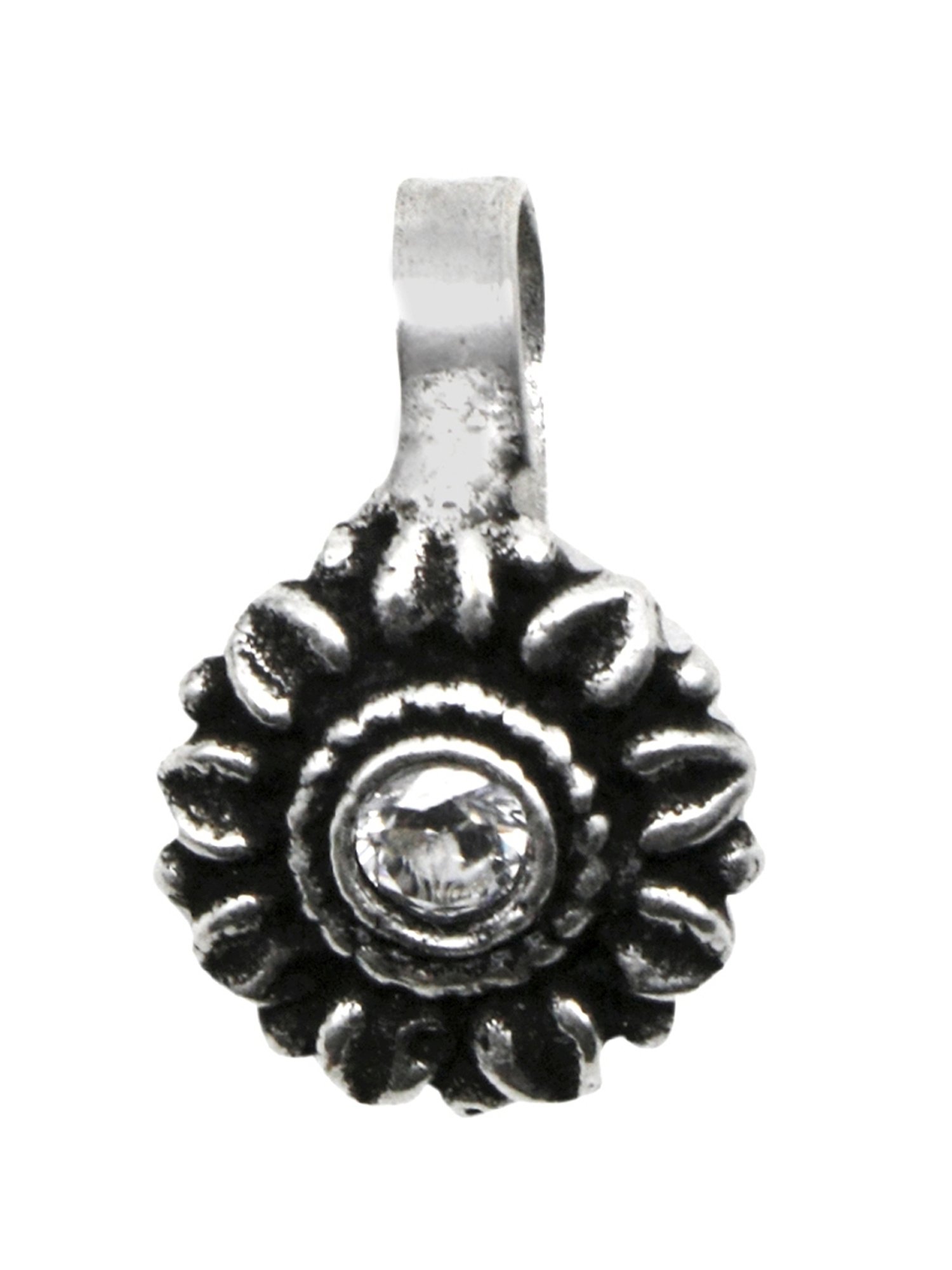 Teejh Ethnic Zia White Stone Floral Nose pin for Women