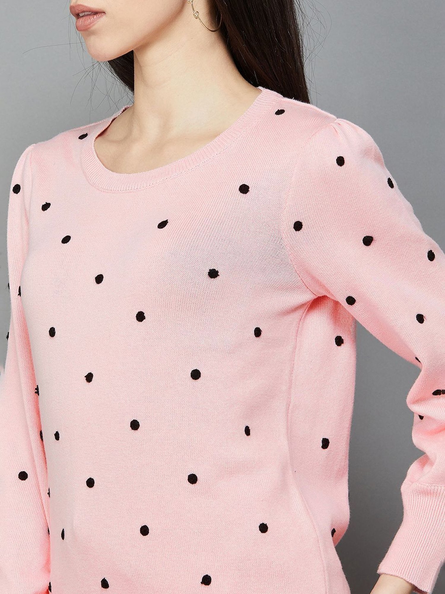 Code by Lifestyle Pink Cotton Embroidered Sweater