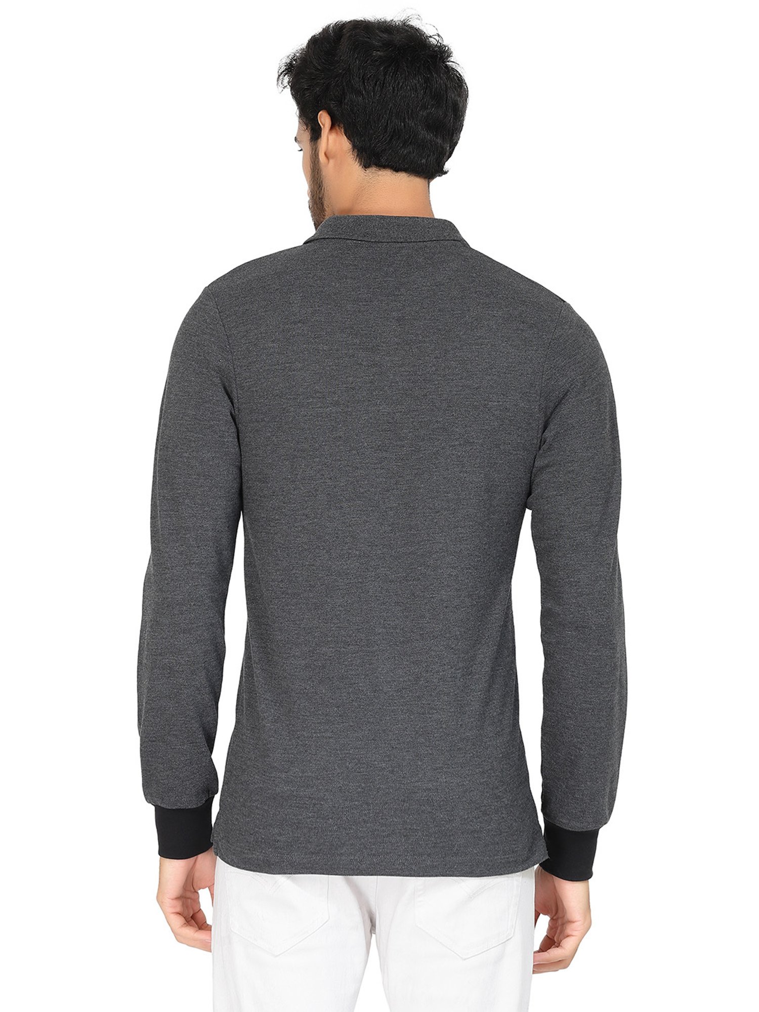 Kalt Dark Grey & Teal Regular Fit Polo T-Shirt