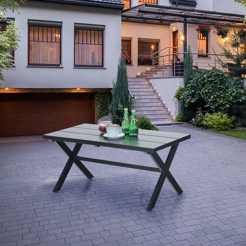 37" Steel Square Patio Dining Table - Black - Captiva Designs