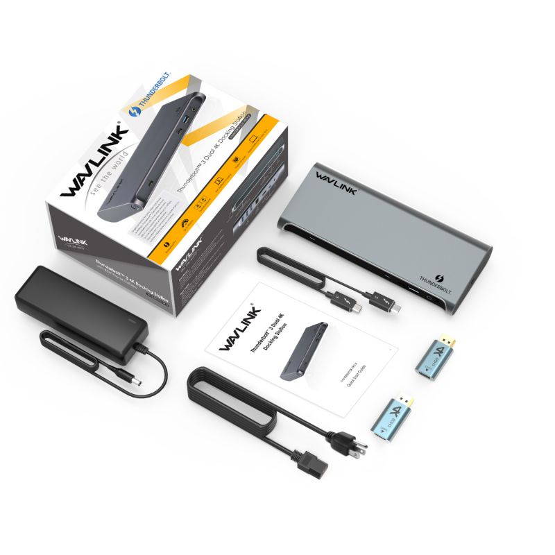 Wavlink 8K Dual DisplayPort Thunderbolt 3 Docking Station with 60W Upstream Charging, Dual DisplayPort 1.4, 3 x USB 3.1(10Gbps), 2 x USB 3.0(5Gbps), Gigabit Ethernet, Audio, for Mac & Windows