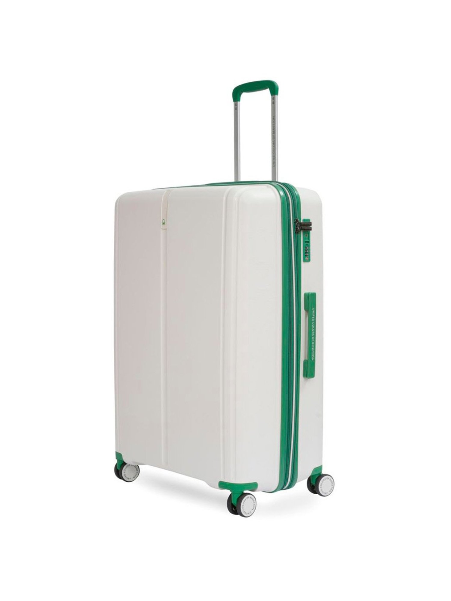 United Colors of Benetton Emerald White Textured Hard Large Trolley Bag - 76 Cm